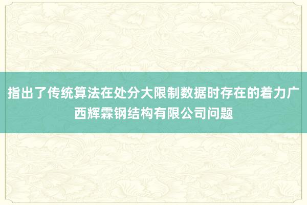 指出了传统算法在处分大限制数据时存在的着力广西辉霖钢结构有限公司问题