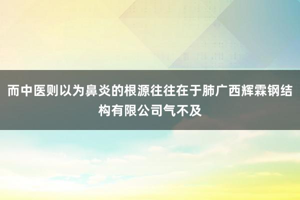 而中医则以为鼻炎的根源往往在于肺广西辉霖钢结构有限公司气不及